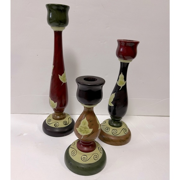 Vintage Anita Rosenberg Hand Painted Candlesticks -Set of 3 - Picture 7 of 7